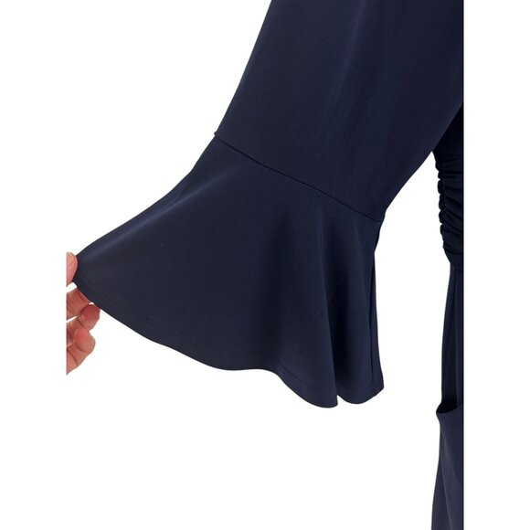 Eliza J Navy Blue Dress Bell Sleeves Pockets Size 16 Career Work Office Plus Sz - Picture 4 of 8